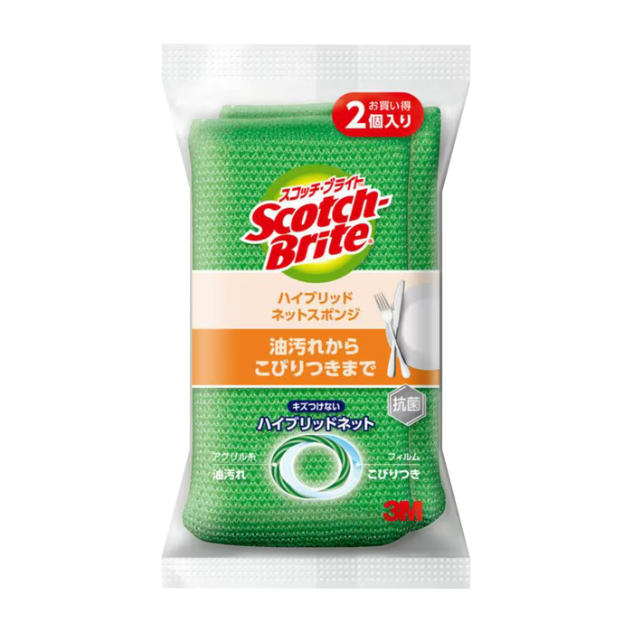 3M - Scotch-Brite Éponge hybride en filet vert 1P