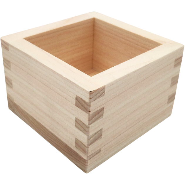 Récipient à saké Masu 1-go en bois de Hinoki 8.4 x 8.4 cm