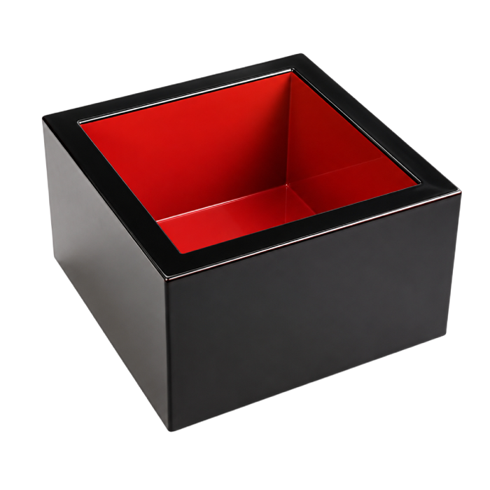 Cuenco de sake Masu lacado negro y rojo 180 ml